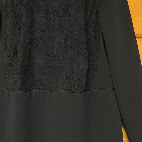 Ralph Lauren Navy Blue Long Sleeve Dress with Lace Front Panel Size 16 - Picture 3 of 4